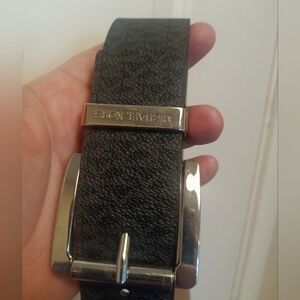 Michael Kors Dark Textured Belt with Silver Buckle